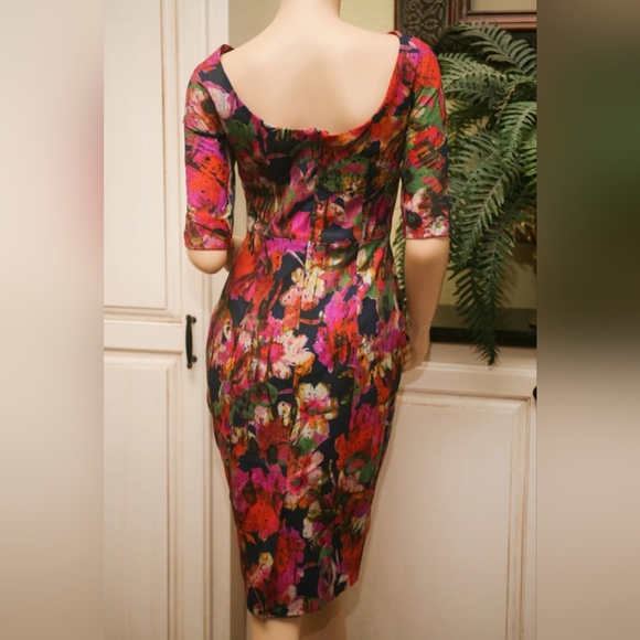 ERDEM MELANIE SCOOPBACK YSTAD FLORAL 3/4 SLEEVE PENCIL DRESS UK10/US6 NWOT - Picture 7 of 16
